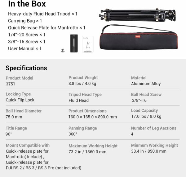 SMALLRIG AD-01 - 3751B - Trépied caméra – Image 10